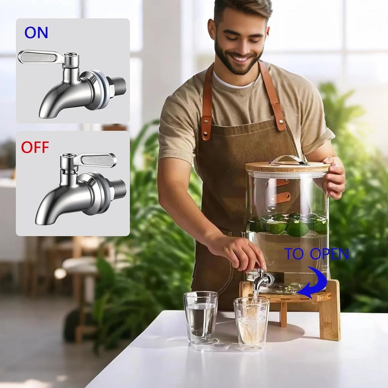 CbeeSo Beverage Spigot Beverage Dispenser Spigot Replacement Glass jar and Beverage Dispenser Stainless Steel Spigot, Stainless Steel Faucet for Lead-Free Water Dispenser, fits 5/8 inch Opening. - Image 3